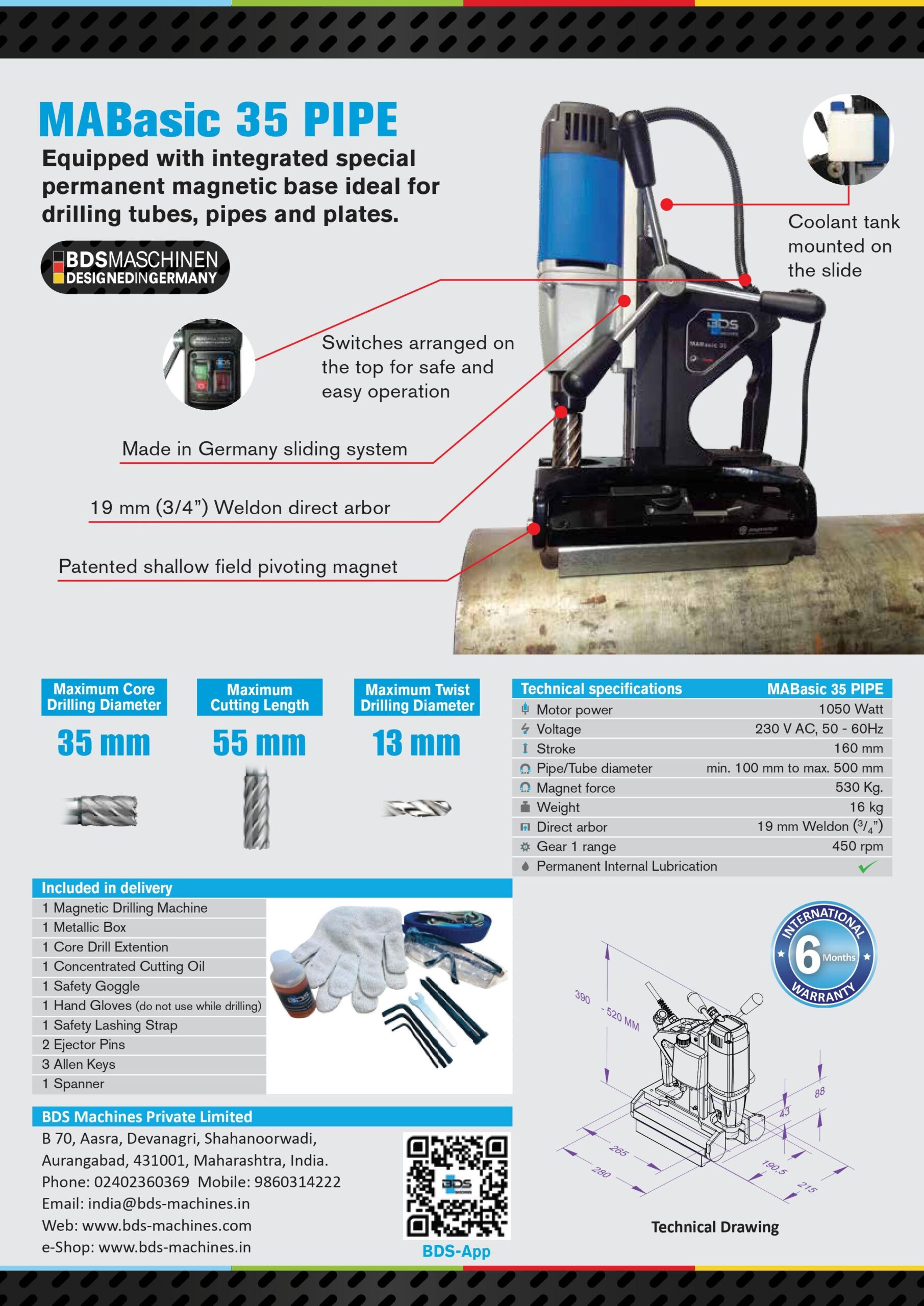 Magnetic pipe drilling machine in India Leaflet